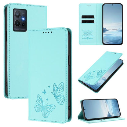 Strong Magnetic Dual Butterfly RFID Vegan Leather Phone Case, For vivo iQOO Neo11, For vivo Y55s 5G / Y55 5G / Y75 5G