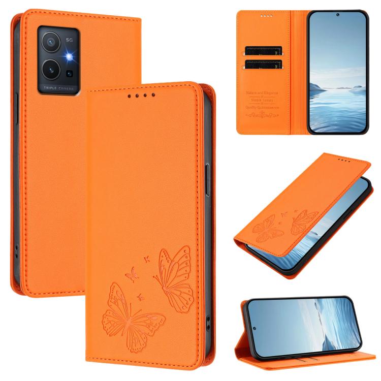 Strong Magnetic Dual Butterfly RFID Vegan Leather Phone Case, For vivo iQOO Neo11, For vivo Y55s 5G / Y55 5G / Y75 5G