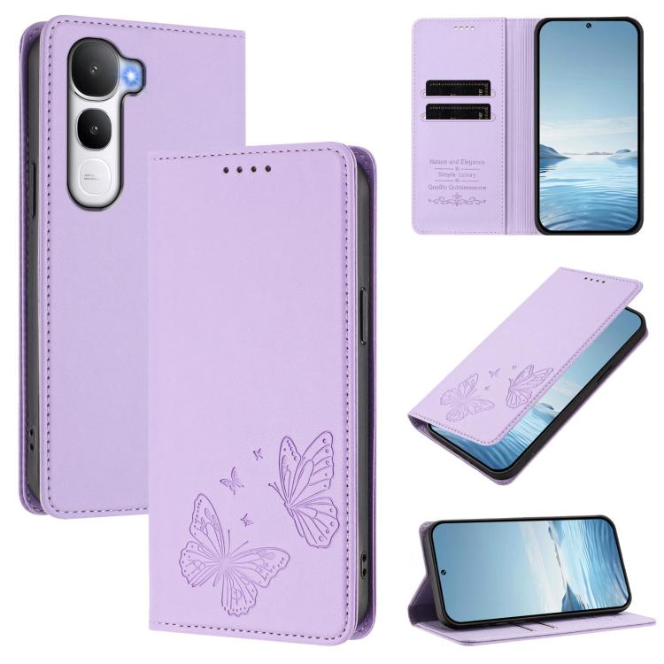 Strong Magnetic Dual Butterfly RFID Vegan Leather Phone Case, For vivo Y500 5G, For vivo Y400 5G / 4G