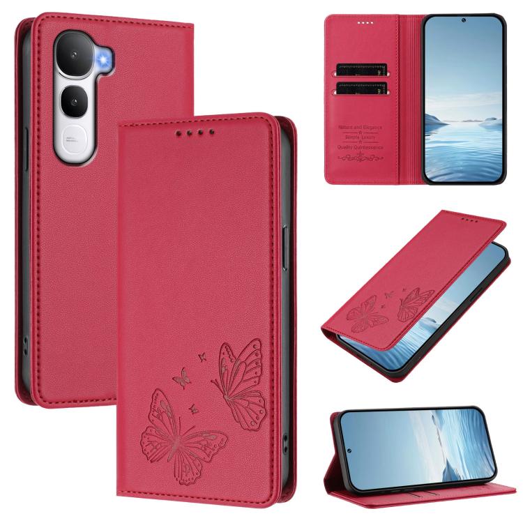Strong Magnetic Dual Butterfly RFID Vegan Leather Phone Case, For vivo Y500 5G, For vivo Y400 5G / 4G