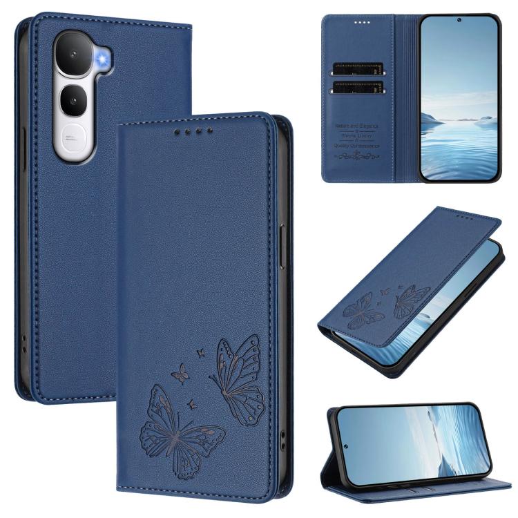 Strong Magnetic Dual Butterfly RFID Vegan Leather Phone Case, For vivo Y500 5G, For vivo Y400 5G / 4G