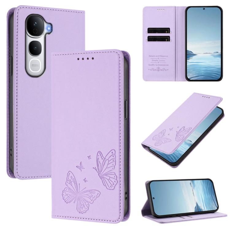 Strong Magnetic Dual Butterfly RFID Vegan Leather Phone Case, For vivo Y400 Pro 5G, For vivo S30 Pro mini 5G