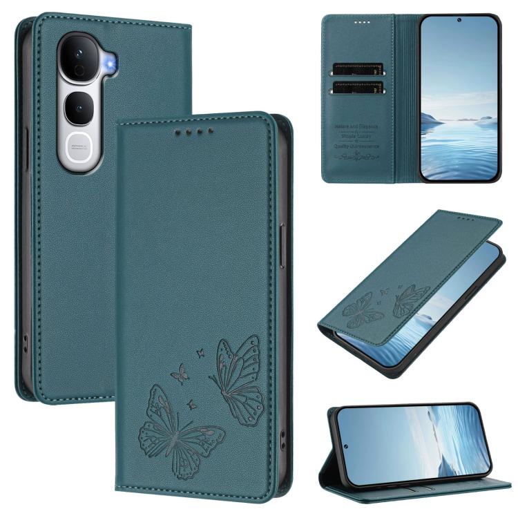 Strong Magnetic Dual Butterfly RFID Vegan Leather Phone Case, For vivo Y400 Pro 5G, For vivo S30 Pro mini 5G