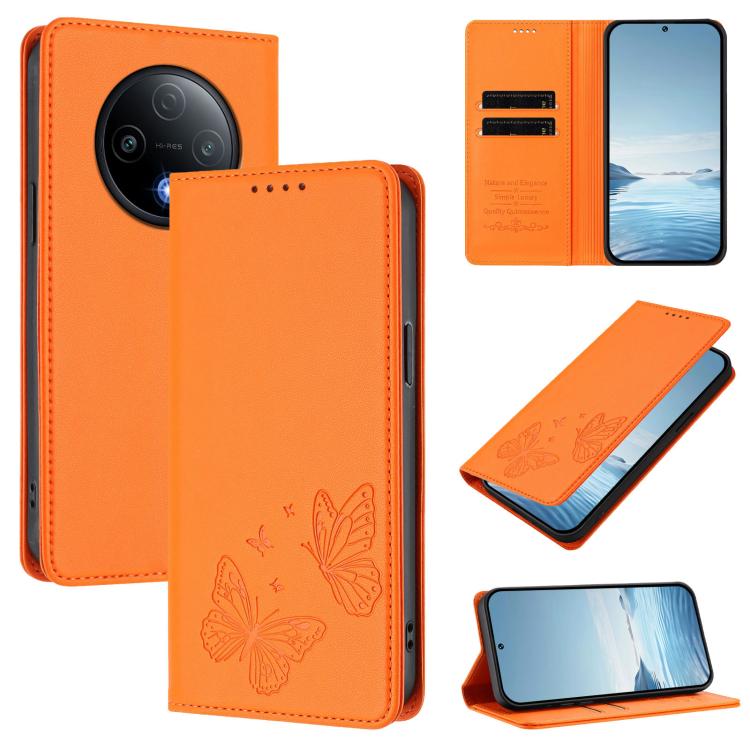 Strong Magnetic Dual Butterfly RFID Vegan Leather Phone Case, For vivo Y500 5G, For vivo Y400 5G / 4G
