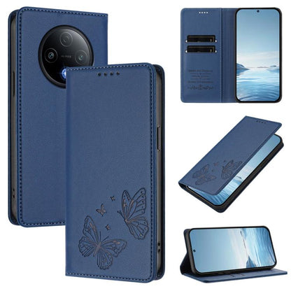 Strong Magnetic Dual Butterfly RFID Vegan Leather Phone Case, For vivo Y500 5G, For vivo Y400 5G / 4G