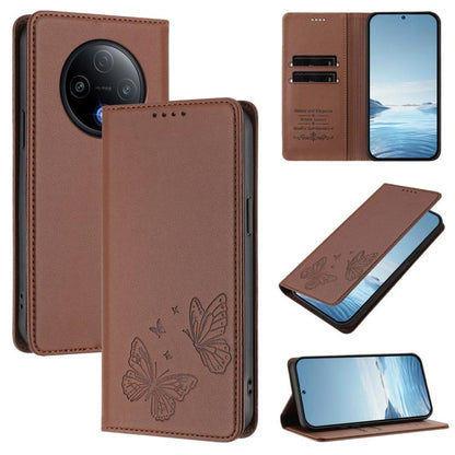 Strong Magnetic Dual Butterfly RFID Vegan Leather Phone Case, For vivo Y500 5G, For vivo Y400 5G / 4G