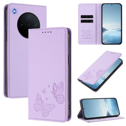 Strong Magnetic Dual Butterfly RFID Vegan Leather Phone Case, For vivo V60 5G / V60e 5G Global, For vivo Y500 Pro 5G