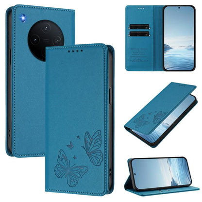 Strong Magnetic Dual Butterfly RFID Vegan Leather Phone Case, For vivo V60 5G / V60e 5G Global, For vivo Y500 Pro 5G