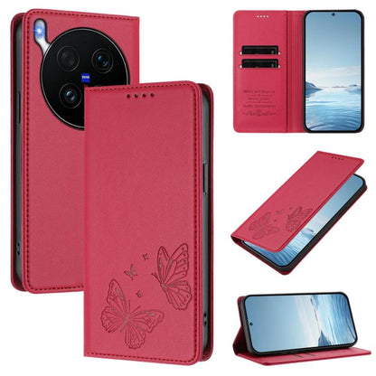 Strong Magnetic Dual Butterfly RFID Vegan Leather Phone Case, For vivo V70 5G / V70 Elite 5G Global, For vivo X300 Ultra