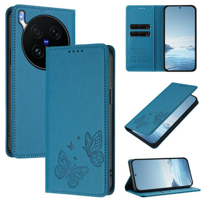 Strong Magnetic Dual Butterfly RFID Vegan Leather Phone Case, For vivo V70 5G / V70 Elite 5G Global, For vivo X300 Ultra