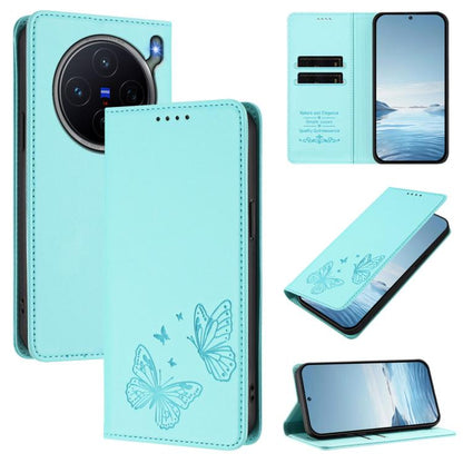 Strong Magnetic Dual Butterfly RFID Vegan Leather Phone Case, For vivo S50 Pro mini / X300 FE 5G  Russia, For vivo X300s