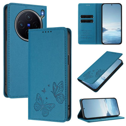 Strong Magnetic Dual Butterfly RFID Vegan Leather Phone Case, For vivo S50 Pro mini / X300 FE 5G  Russia, For vivo X300s