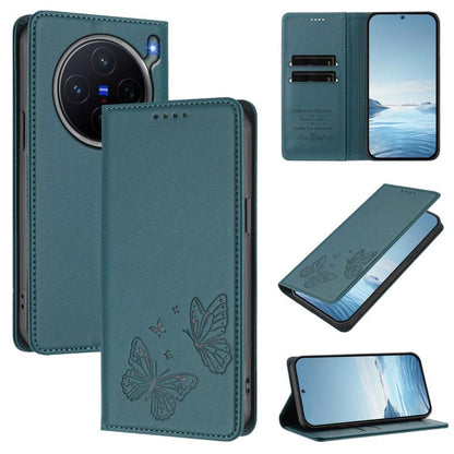 Strong Magnetic Dual Butterfly RFID Vegan Leather Phone Case, For vivo S50 Pro mini / X300 FE 5G  Russia, For vivo X300s