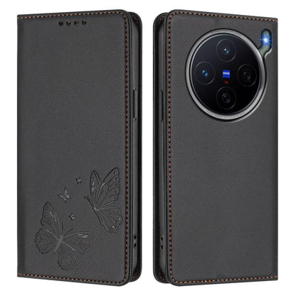 Strong Magnetic Dual Butterfly RFID Vegan Leather Phone Case, For vivo S50 Pro mini / X300 FE 5G  Russia, For vivo X300s