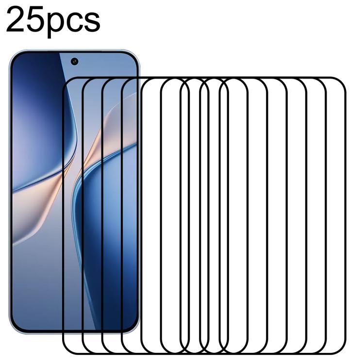25pcs High Aluminum Full Screen Silk Printing Tempered Glass Film, Support Fingerprint Unlocking, For vivo S60 5G, For vivo Y600 Turbo 5G, For vivo S60 Vitality 5G, For vivo X300 FE 5G Russia, For vivo iQOO 15T 5G, For vivo Y600 Pro 5G, For vivo T5 Pro 5G