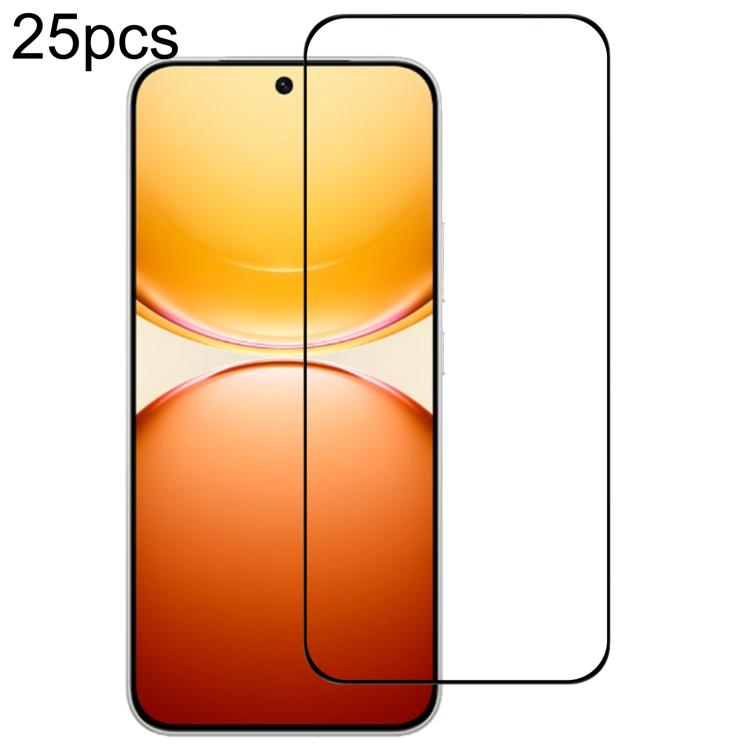 25pcs High Aluminum Full Screen Silk Printing Tempered Glass Film, Support Fingerprint Unlocking, For vivo S60 5G, For vivo Y600 Turbo 5G, For vivo S60 Vitality 5G, For vivo X300 FE 5G Russia, For vivo iQOO 15T 5G, For vivo Y600 Pro 5G, For vivo T5 Pro 5G