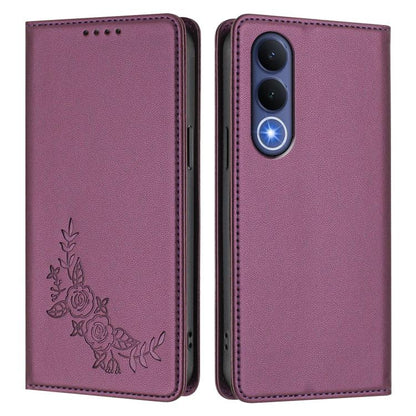 Peony Embossed Magnetic RFID Vegan Leather Phone Case, For vivo V70 FE, For vivo V70 5G / V70 Elite 5G Global