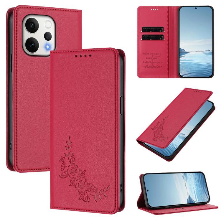 Peony Embossed Magnetic RFID Vegan Leather Phone Case, For vivo V70 FE, For vivo V70 5G / V70 Elite 5G Global