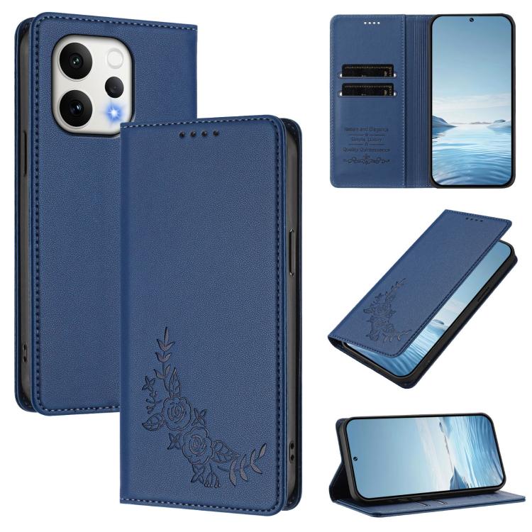 Peony Embossed Magnetic RFID Vegan Leather Phone Case, For vivo V70 FE, For vivo V70 5G / V70 Elite 5G Global