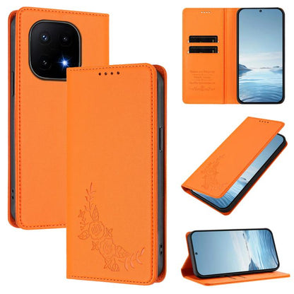 Peony Embossed Magnetic RFID Vegan Leather Phone Case, For vivo iQOO 15 5G, For vivo X300 Pro