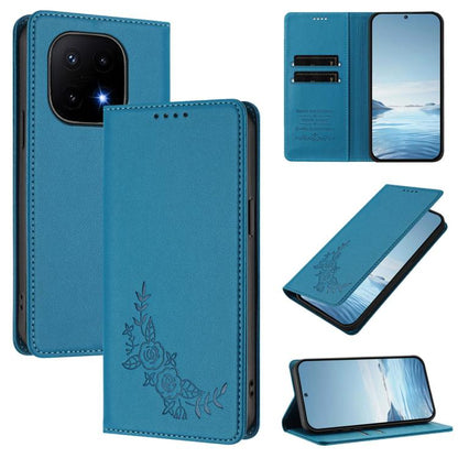 Peony Embossed Magnetic RFID Vegan Leather Phone Case, For vivo iQOO 15 5G, For vivo X300 Pro