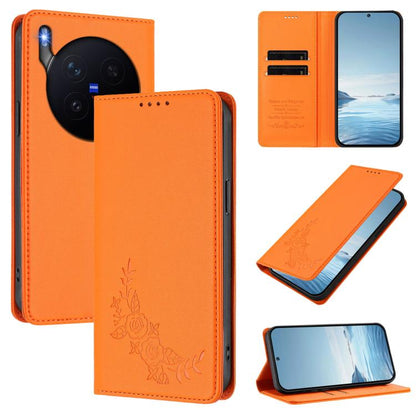 Peony Embossed Magnetic RFID Vegan Leather Phone Case, For vivo iQOO 15 5G, For vivo X300 Pro