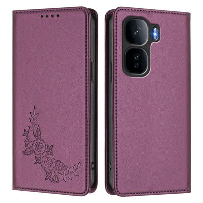 Peony Embossed Magnetic RFID Vegan Leather Phone Case, For vivo iQOO Neo10 Pro+, For vivo Y400 5G / 4G