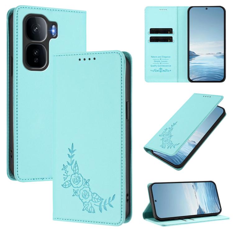 Peony Embossed Magnetic RFID Vegan Leather Phone Case, For vivo iQOO Neo10 Pro+, For vivo Y400 5G / 4G