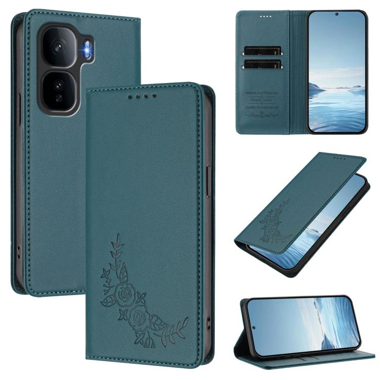 Peony Embossed Magnetic RFID Vegan Leather Phone Case, For vivo iQOO Neo10 Pro+, For vivo Y400 5G / 4G