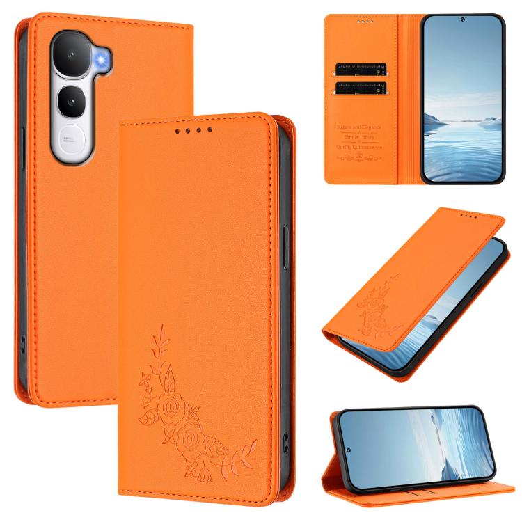 Peony Embossed Magnetic RFID Vegan Leather Phone Case, For vivo iQOO Neo10 Pro+, For vivo Y400 5G / 4G
