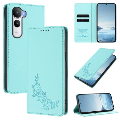 Peony Embossed Magnetic RFID Vegan Leather Phone Case, For vivo iQOO Neo10 Pro+, For vivo Y400 5G / 4G
