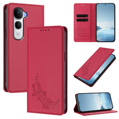 Peony Embossed Magnetic RFID Vegan Leather Phone Case, For vivo Y29s 5G Global / Y19 5G India, For vivo Y400 Pro 5G