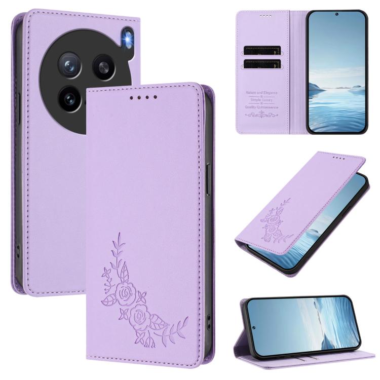 Peony Embossed Magnetic RFID Vegan Leather Phone Case, For vivo X200 FE, For vivo X200s 5G