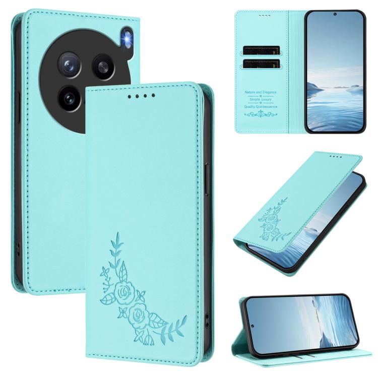 Peony Embossed Magnetic RFID Vegan Leather Phone Case, For vivo X200 FE, For vivo X200s 5G