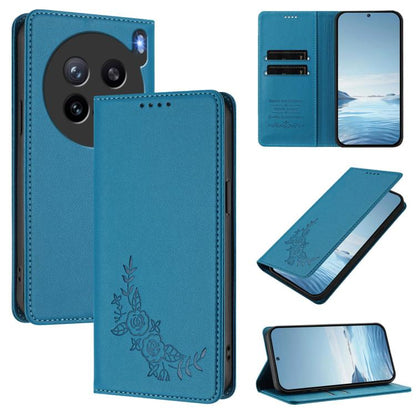Peony Embossed Magnetic RFID Vegan Leather Phone Case, For vivo X200 FE, For vivo X200s 5G