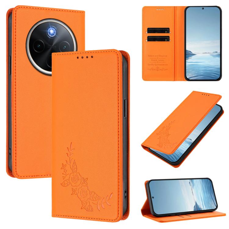 Peony Embossed Magnetic RFID Vegan Leather Phone Case, For vivo Y300 Pro+ 5G / T4 5G, For vivo Y29 4G Global / T4x 5G / Y300T 5G