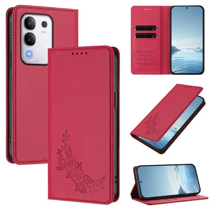 Peony Embossed Magnetic RFID Vegan Leather Phone Case, For vivo Y300 Pro+ 5G / T4 5G, For vivo Y29 4G Global / T4x 5G / Y300T 5G