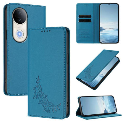 Peony Embossed Magnetic RFID Vegan Leather Phone Case, For vivo S20 5G, For vivo S20 Pro 5G