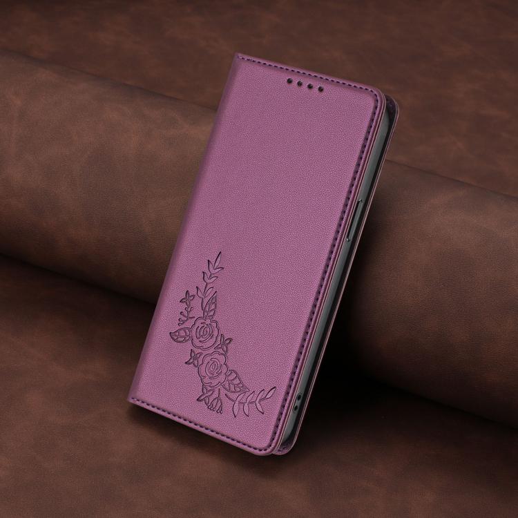 Peony Embossed Magnetic RFID Vegan Leather Phone Case, For vivo S19, For vivo Y28 4G Global
