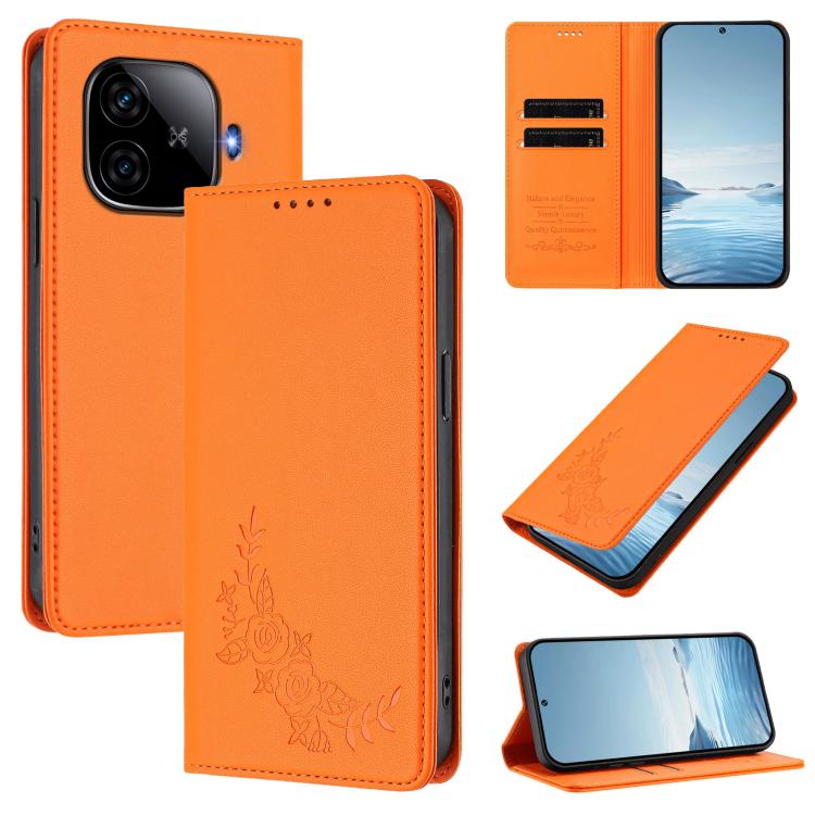 Peony Embossed Magnetic RFID Vegan Leather Phone Case, For vivo iQOO Z9 / Z9 Turbo, For vivo V30 / V30 Pro 5G Global