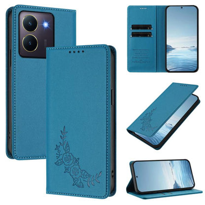 Peony Embossed Magnetic RFID Vegan Leather Phone Case, For vivo Y27s 4G / Y36 4G, For vivo V29 / V29 Pro Global