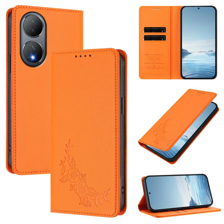 Peony Embossed Magnetic RFID Vegan Leather Phone Case, For vivo Y78+ 5G / Y78 5G Global, For vivo Y100 5G / Y100A 5G India