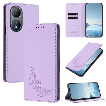 Peony Embossed Magnetic RFID Vegan Leather Phone Case, For vivo Y78+ 5G / Y78 5G Global, For vivo Y100 5G / Y100A 5G India