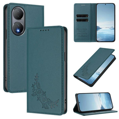 Peony Embossed Magnetic RFID Vegan Leather Phone Case, For vivo Y78+ 5G / Y78 5G Global, For vivo Y100 5G / Y100A 5G India