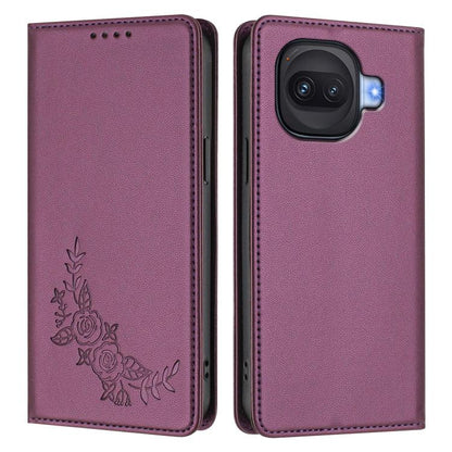 Peony Embossed Magnetic RFID Vegan Leather Phone Case, For vivo iQOO Z11 Turbo 5G, For vivo X300 Ultra 5G