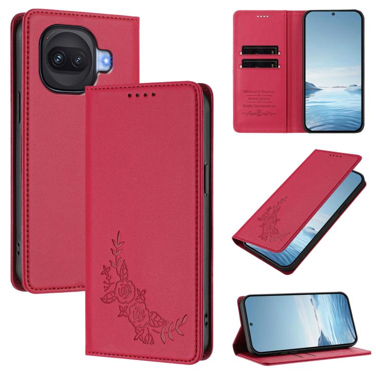 Peony Embossed Magnetic RFID Vegan Leather Phone Case, For vivo iQOO Z11 Turbo 5G, For vivo X300 Ultra 5G