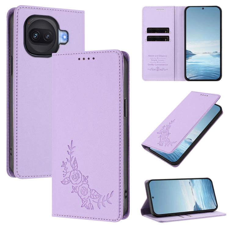 Peony Embossed Magnetic RFID Vegan Leather Phone Case, For vivo iQOO Z11 Turbo 5G, For vivo X300 Ultra 5G