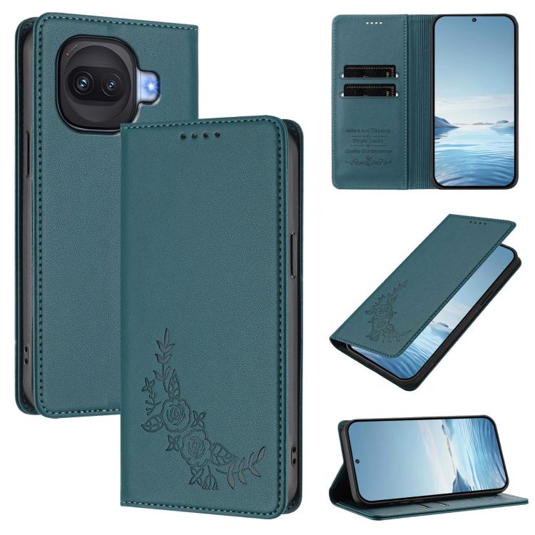Peony Embossed Magnetic RFID Vegan Leather Phone Case, For vivo iQOO Z11 Turbo 5G, For vivo X300 Ultra 5G