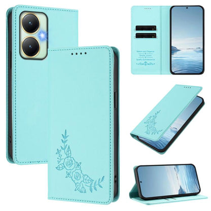 Peony Embossed Magnetic RFID Vegan Leather Phone Case, For vivo S50 Pro mini / X300 FE 5G Russia, For vivo Y27 4G / 5G 2023 Global