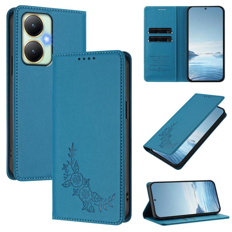 Peony Embossed Magnetic RFID Vegan Leather Phone Case, For vivo S50 Pro mini / X300 FE 5G Russia, For vivo Y27 4G / 5G 2023 Global